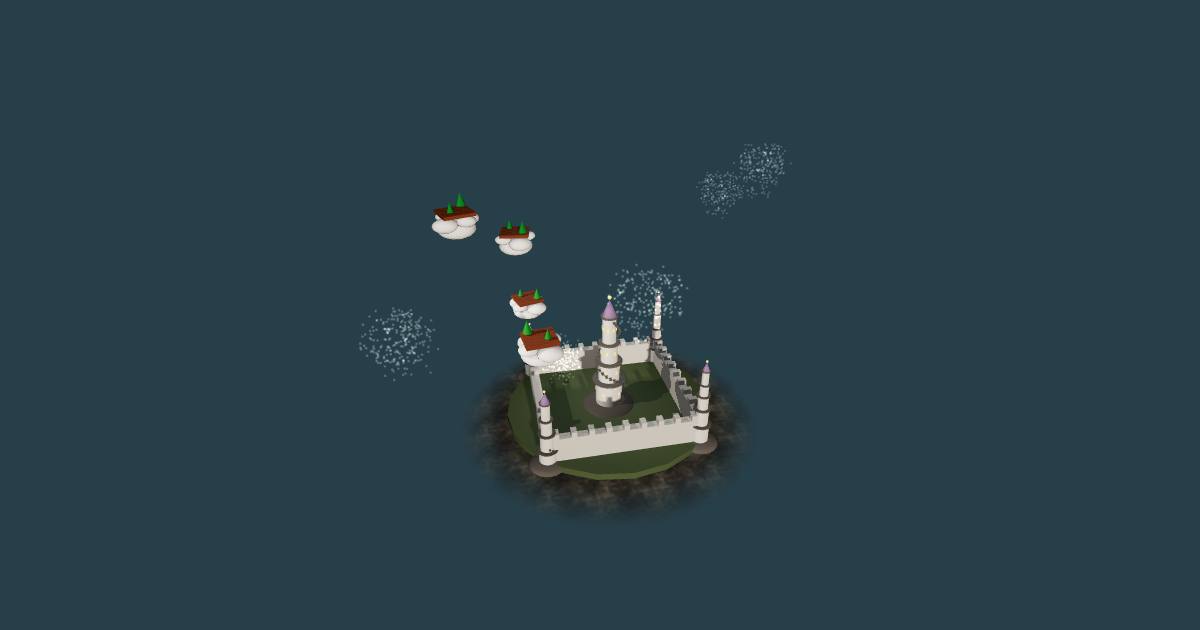 make a giant cloud kingdom wrapped around the nearest chair that slowly rotates