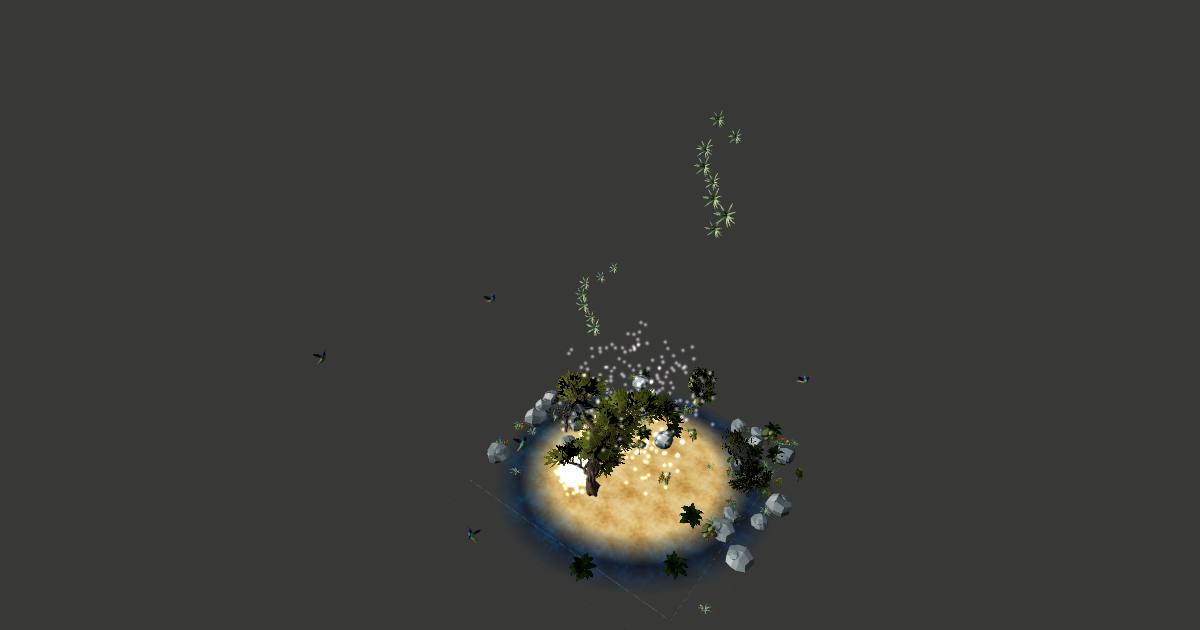make a haunted savanna watering hole hanging from the ceiling with birds circling above it